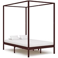 Bed frame with canopy dark brown solid pine 120x200 cm - Bed