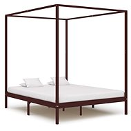 Bed frame with canopy dark brown solid pine 160x200 cm - Bed