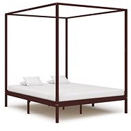 Bed frame with canopy dark brown solid pine 180x200 cm - Bed