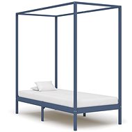 Bed frame with canopy gray solid pine wood 100x200 cm - Bed Frame
