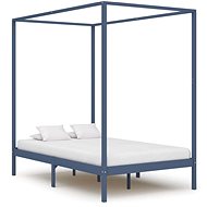Bed frame with canopy gray solid pine 120x200 cm - Bed