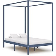 Bed frame with canopy gray solid pine 140x200 cm - Bed