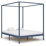 Bed frame with canopy gray solid pine 180x200 cm - Bed