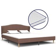 Bed with mattress with memory foam brown textile 160x200 cm - Bed