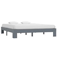 Bed frame gray solid pine wood 160x200 cm - Bed Frame
