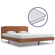 Bed with mattress with memory foam brown textile 160x200 cm - Bed