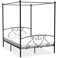 Bed frame with canopy black metal 140x200 cm - Bed