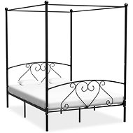 Black metal bed frame with canopy 160x200 cm - Bed