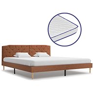 Bed with mattress with memory foam brown textile 180x200 cm - Bed