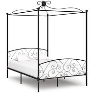 Bed frame with canopy black metal 140x200 cm - Bed Frame