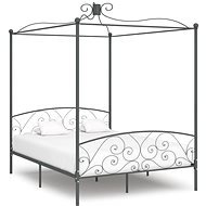 Rám postele s baldachýnom sivý kovový 160 × 200 cm - Rám postele