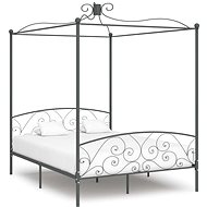Bed frame with canopy gray metal 180x200 cm - Bed