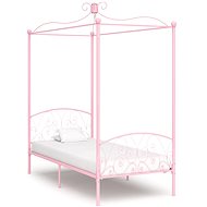 Bed frame with canopy pink metal 90x200 cm - Bed