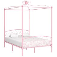 Bed frame with canopy pink metal 140x200 cm - Bed