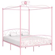 Bed frame with canopy pink metal 160x200 cm - Bed
