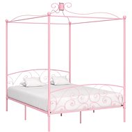 Bed frame with canopy pink metal 180x200 cm - Bed