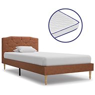 Bed with mattress with memory foam brown textile 90x200 cm - Bed