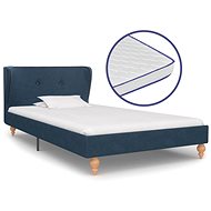 Bed with mattress with memory foam blue textile 90x200 cm - Bed