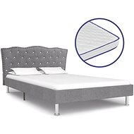 Bed with mattress with memory foam light gray textile 120x200cm - Bed