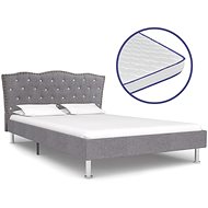 Bed with mattress with memory foam light gray textile 140x200cm - Bed