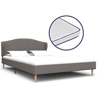 Bed with mattress with memory foam light gray textile 140x200cm - Bed
