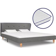 Bed with mattress with memory foam light gray textile 140x200cm - Bed