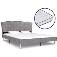 Bed with mattress with memory foam light gray textile 160x200cm - Bed
