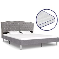 Bed with mattress with memory foam light gray textile 180x200cm - Bed