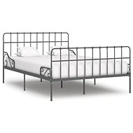 Bed frame with slatted frame gray metal 160x200 cm - Bed Frame