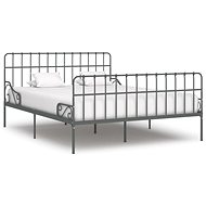 Bed frame with slatted frame gray metal 200x200 cm - Bed Frame