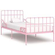 Bed frame with slatted frame pink metal 100x200 cm - Bed Frame