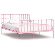 Bed frame with slatted frame pink metal 200x200 cm - Bed Frame