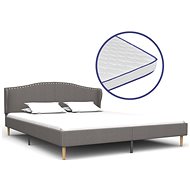 Bed with mattress with memory foam light gray textile 180x200cm - Bed