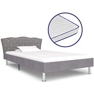 Bed with mattress with memory foam light gray textile 90x200 cm - Bed