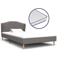 Bed with mattress with memory foam light gray textile 90x200 cm - Bed
