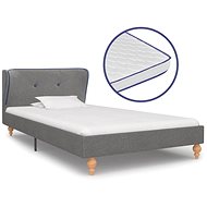 Bed with mattress with memory foam light gray textile 90x200 cm - Bed