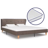 Bed with mattress with memory foam taupe textile 160x200 cm - Bed
