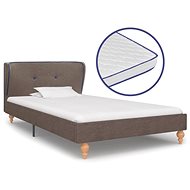 Bed with mattress with memory foam taupe textile 90x200 cm - Bed
