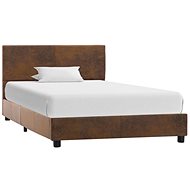 Bed frame brown faux brushed leather 100x200 cm - Bed Frame