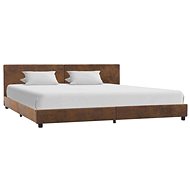 Bed frame brown faux brushed leather 180x200 cm - Bed Frame