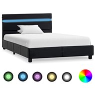Bed frame with LED light black faux leather 90x200 cm - Bed Frame