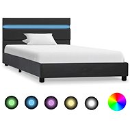 Bed frame with LED gray faux leather 90x200 cm - Bed Frame