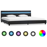Bed frame with LED light gray faux leather 180x200 cm - Bed Frame