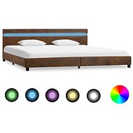 Bed frame with LED light brown textile 180x200 cm - Bed Frame