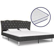 Bed with mattress with memory foam dark gray textile 160x200 cm - Bed
