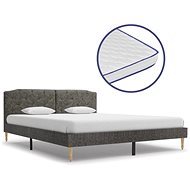 Bed with mattress with memory foam dark gray textile 160x200 cm - Bed