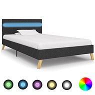Bed frame with LED light dark gray textile 90x200 cm - Bed Frame