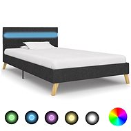 Bed frame with LED light dark gray textile 100x200 cm - Bed Frame
