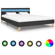 Bed frame with LED light dark gray textile 120x200 cm - Bed Frame