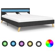 Bed frame with LED light dark gray textile 140x200 cm - Bed Frame